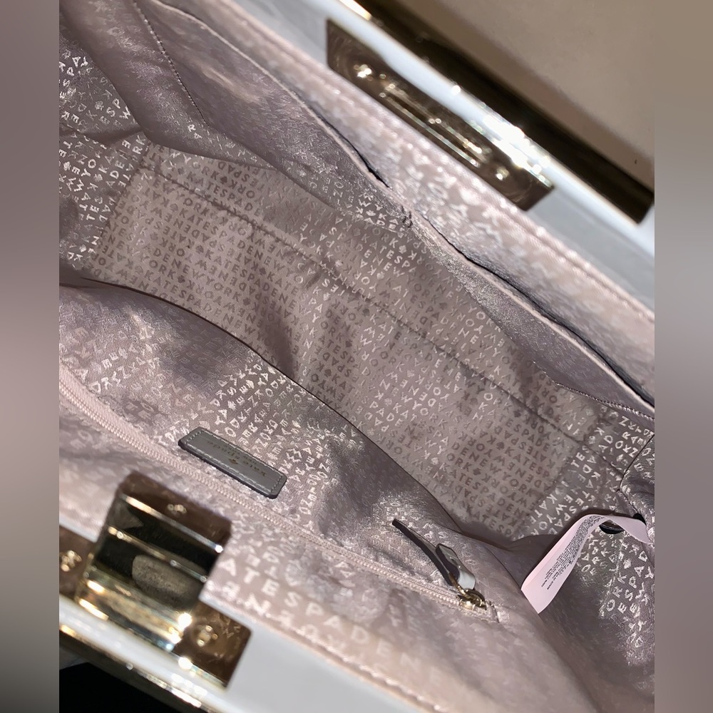 Kate Spade Light Gray Croc-Embossed Satchel Knightsbridge Constantine - Picture 8 of 10